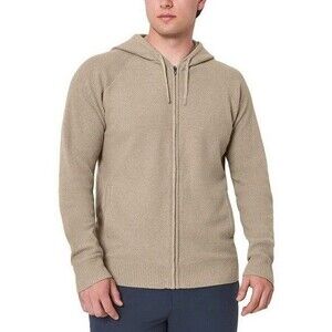 Modern Ambition Men's Full Zip Hooded Recycled Knit Jacket Tan Small NWT